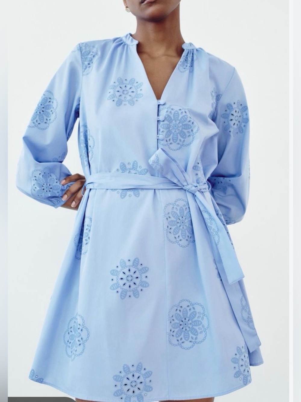 Cynthia Rowley Shift Dress blue Size Medium v-neck boho floral pockets